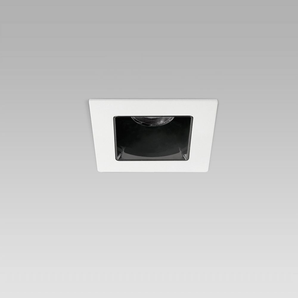 Recessed downlights  Elegant ceiling recessed luminaire for indoor lighting with a small size, squared shape, with frame or trimless