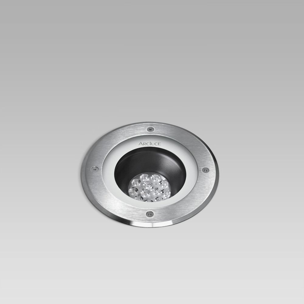 Recessed floor luminaires drive-over and walk-over in-ground luminaire for outdoor lighting, available with round or squared trim