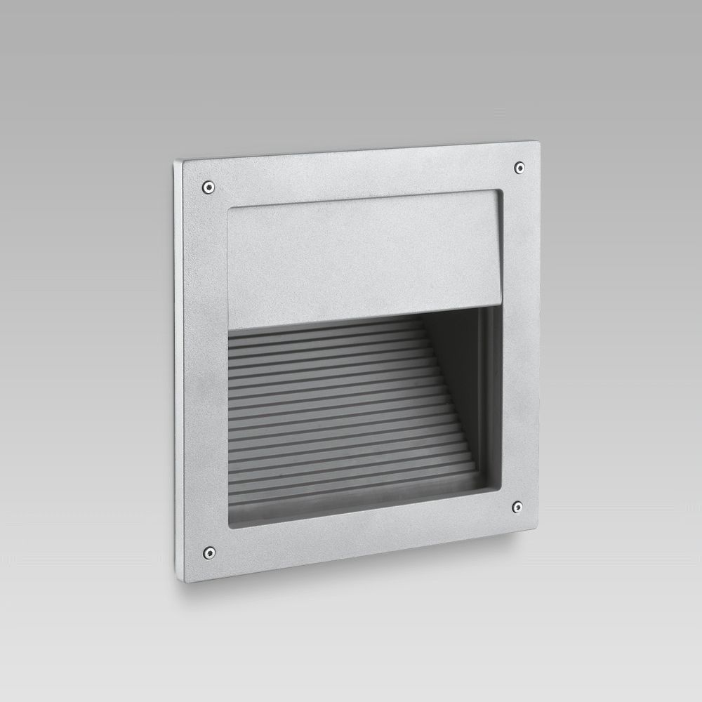 Recessed wall luminaires Wall recessed steplight for functional lighting of outdoor areas featuring a squared design