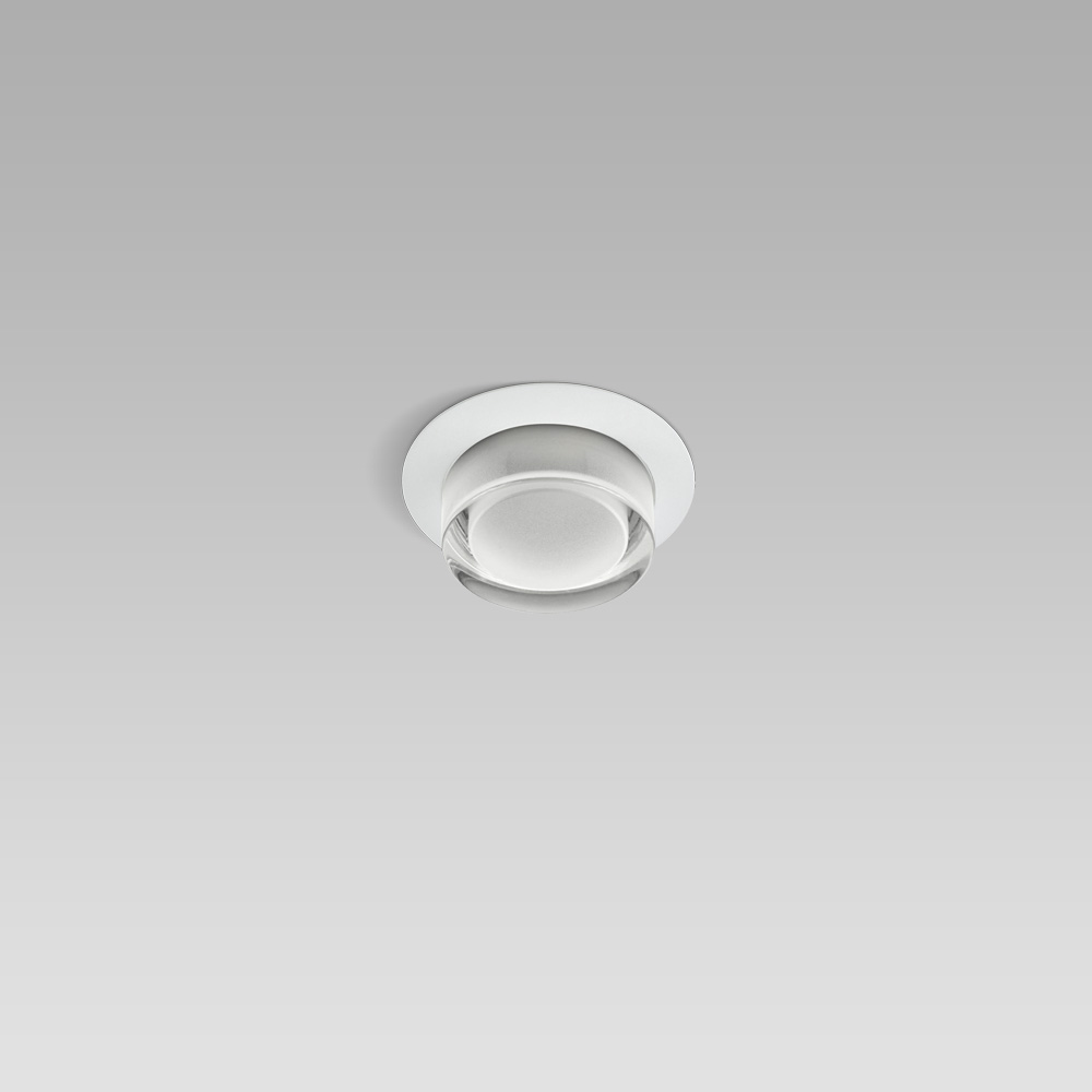 Recessed downlights  Ceiling or wall recessed luminaire for indoor and outdoor lighting, with small size and essential design