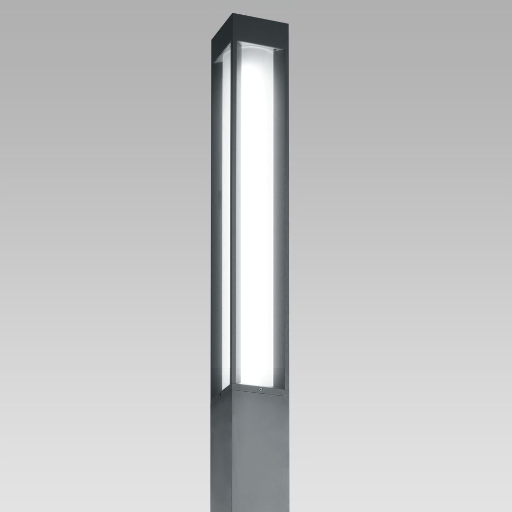 Urban lighting  Bollard light for urban and residentail lighting with a squared, elegant design, featuring excellent lighting performance