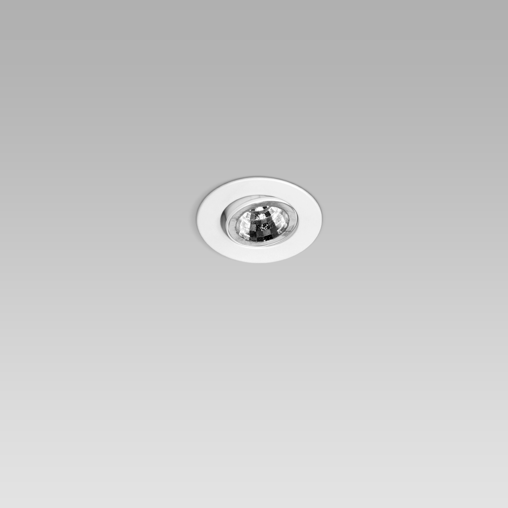 Recessed downlights Ceiling recessed luminaire for indoor lighting with small size and elegant design, with adjustable optic