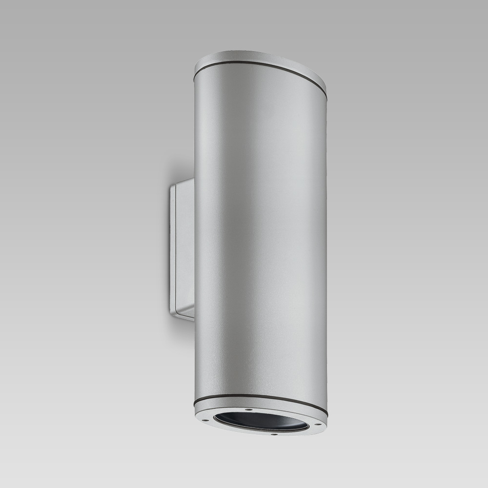 Luminaire for facade lighting with bidirectional optic, featuring an elegant elliptic design